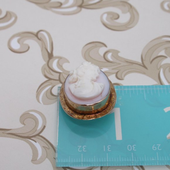 Antique 10k Carved Coral Cameo Brooch - Picture 5 of 8